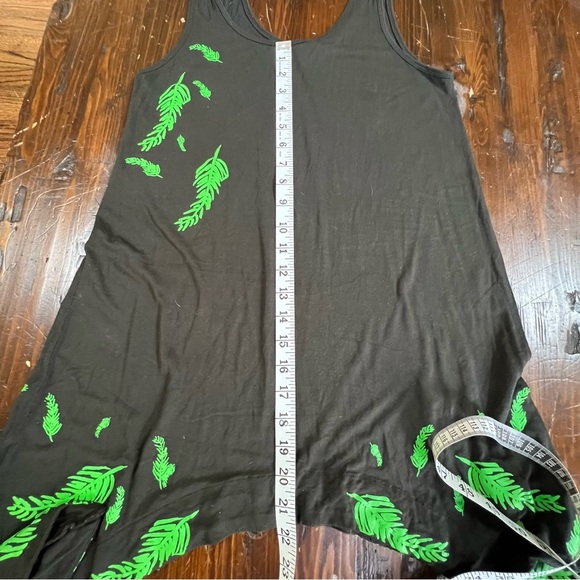 Figwood Asymmetrical Dress/Tunic Size M. Dark gray not black green leaf print - Picture 6 of 8